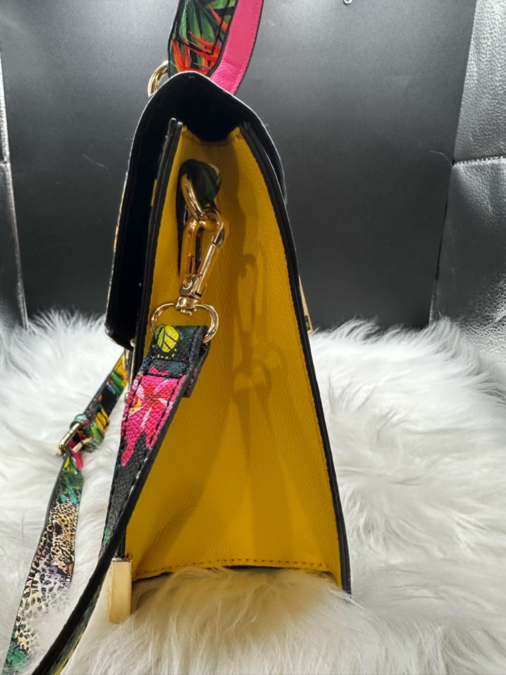 Aldo Tropical Floral Top-Handle Satchel - Multicolor w/removable crossbody - Picture 11 of 14